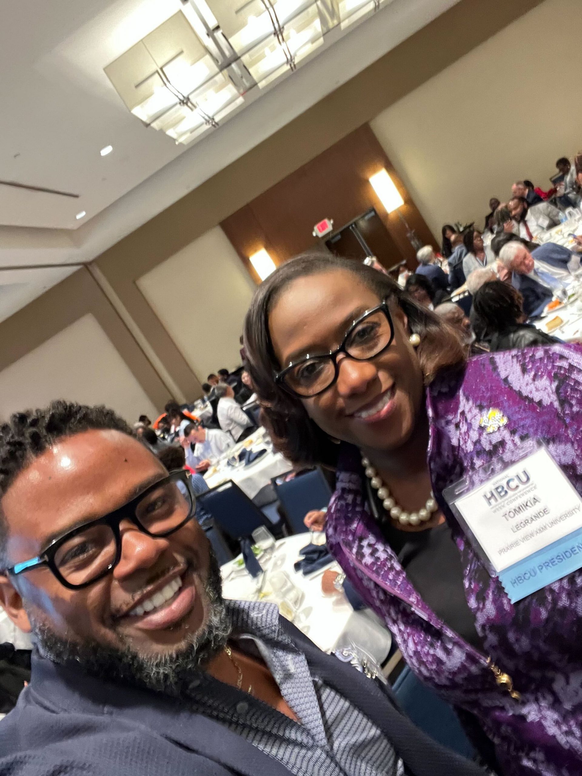 Sean-Reed McGee, CEO of FocusQuest, at the HBCU conference with Tomikia LeGrande, President of Prairie View A&M University
